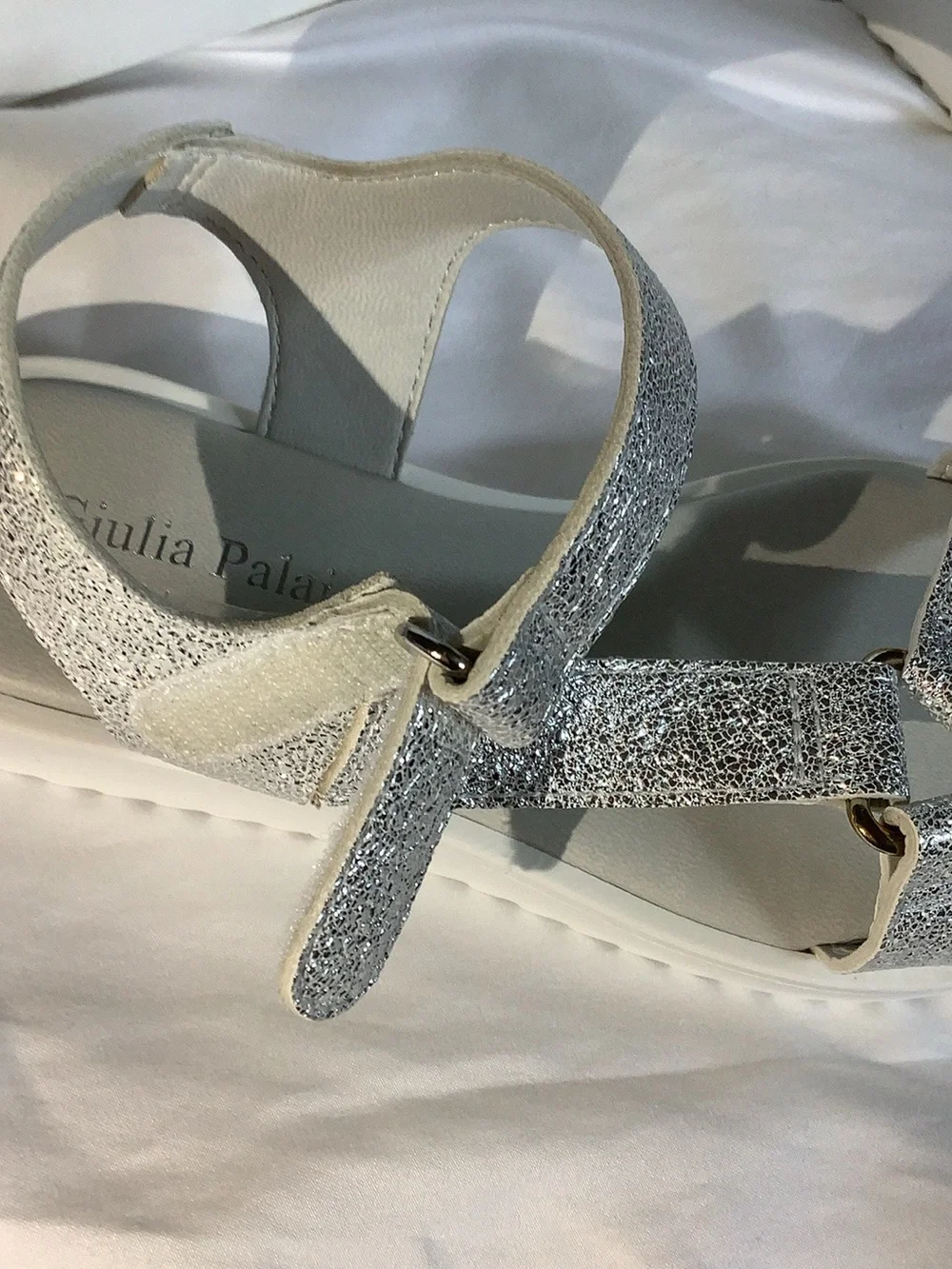 Girl’s Silver Glitter T-Strap Comfort Sandals